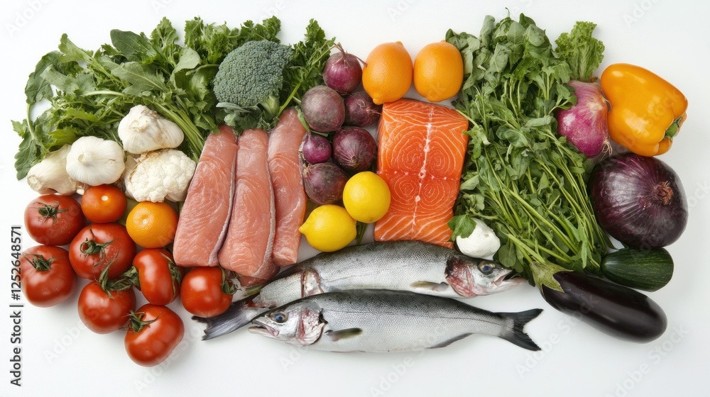 Fresh Vegetables and Fish Arrangement Fresh Vegetables and Fish Arrangement