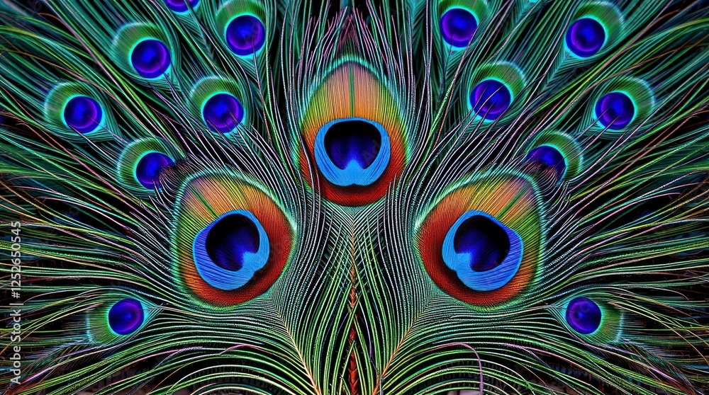 Obraz premium Stunning Peacock Feathers Close Up Vibrant Colors Nature Photography