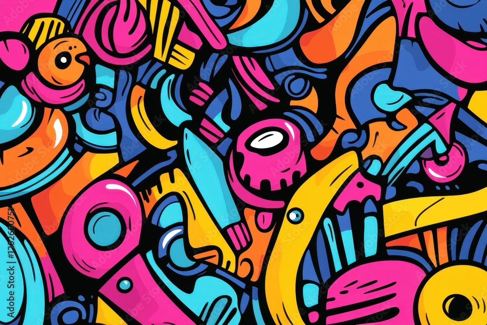 Colorful Abstract Pattern with Vibrant Shapes and Design Elements Colorful Abstract Pattern with Vibrant Shapes and Design Elements