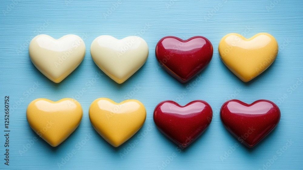 Geometric Heart Pattern On Light Teal Wooden Background