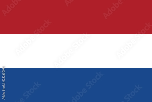 Flag of the Netherlands. Flag icon. Standard color. Standard size. A rectangular flag. Computer illustration. Digital illustration. Vector illustration.