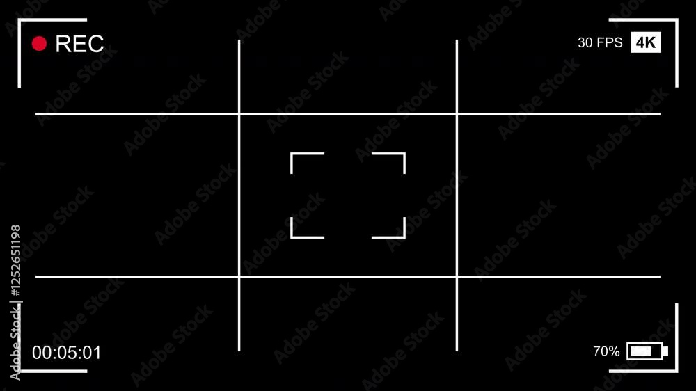 View Camera Frame Overlay on Transparent Background. 4K Video View Camera Frame Overlay on Transparent Background. 4K Video