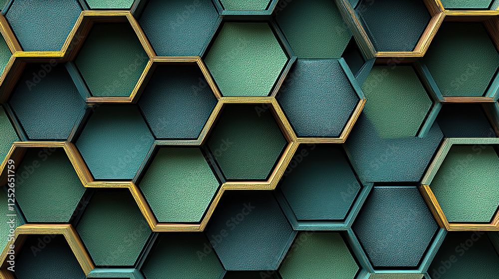 3D teal & gold honeycomb pattern background for tech or design projects 3D teal & gold honeycomb pattern background for tech or design projects