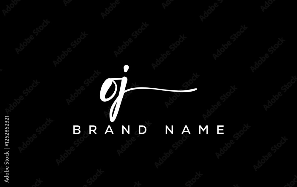Fototapeta premium OJ letter beauty handwriting vector logo.