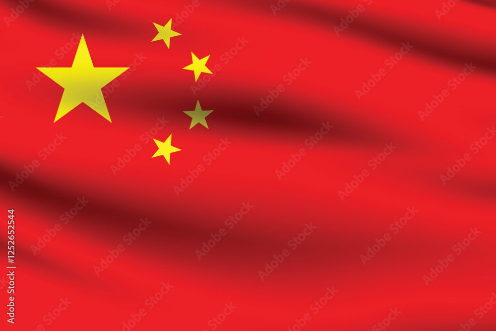 Flag of the People's Republic of China. China flag. The official ratio. The wavy flag. Standard size. Standard color. Flag icon. Digital illustration. Vector illustration. Flag of the People's Republic of China. China flag. The official ratio. The wavy flag. Standard size. Standard color. Flag icon. Digital illustration. Vector illustration.