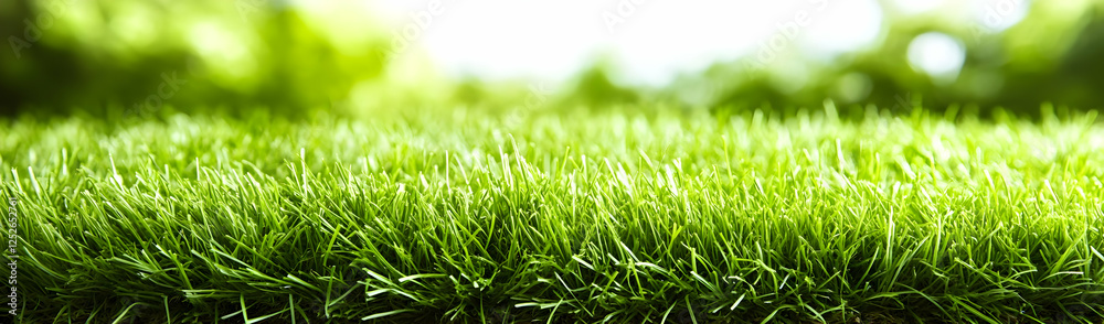 Fototapeta premium Lush green grass, sunny day, nature background
