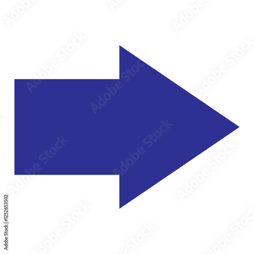 Blue arrow pointing right on white background. Long arrow icon vector illustration.  Blue large Bold long arrow icon.  Blue long arrow isolated on a white background.