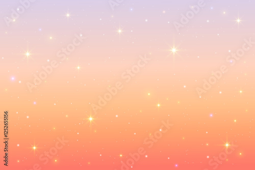 Night sky background with stars. Vector blue space with constellation and sparkles. Fantasy galaxy illustration. Celestial cosmic magic backdrop. Sunset gradient bg.