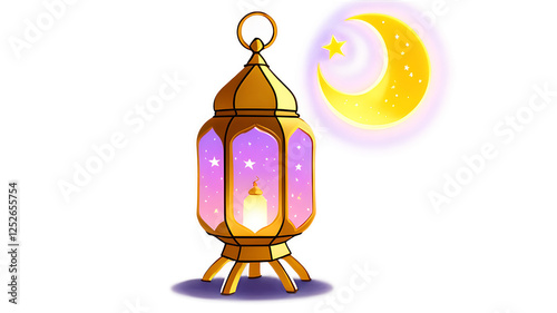 arabic ramadan lantern moon isolated on transparent background