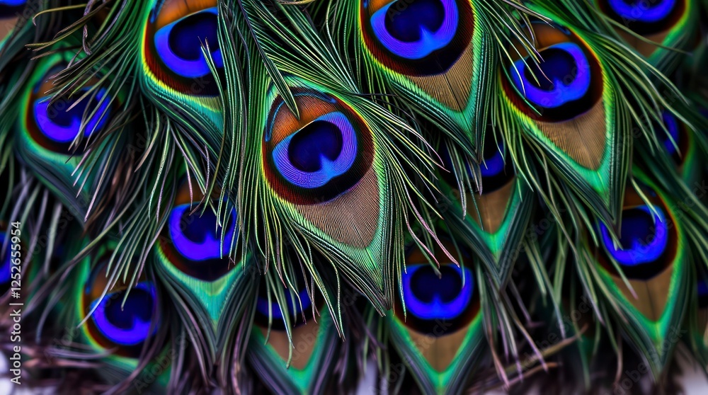 Obraz premium Vibrant Peacock Feather Closeup Stunning Colors Nature Photography