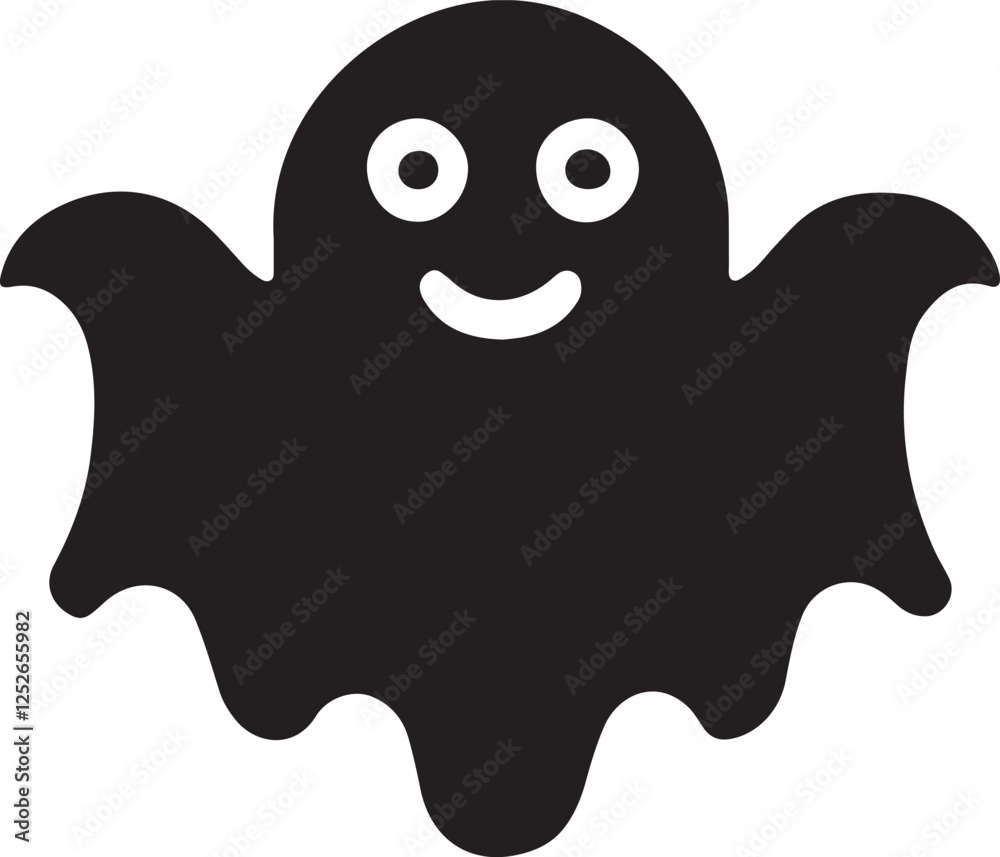 Spooky Ghost Silhouette Vector Design on White Background Spooky Ghost Silhouette Vector Design on White Background