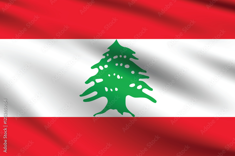 Flag of Lebanon. Lebanon flag official colors and proportion digital vector illustration. Pleated flag. Flag of Lebanon. Lebanon flag official colors and proportion digital vector illustration. Pleated flag.