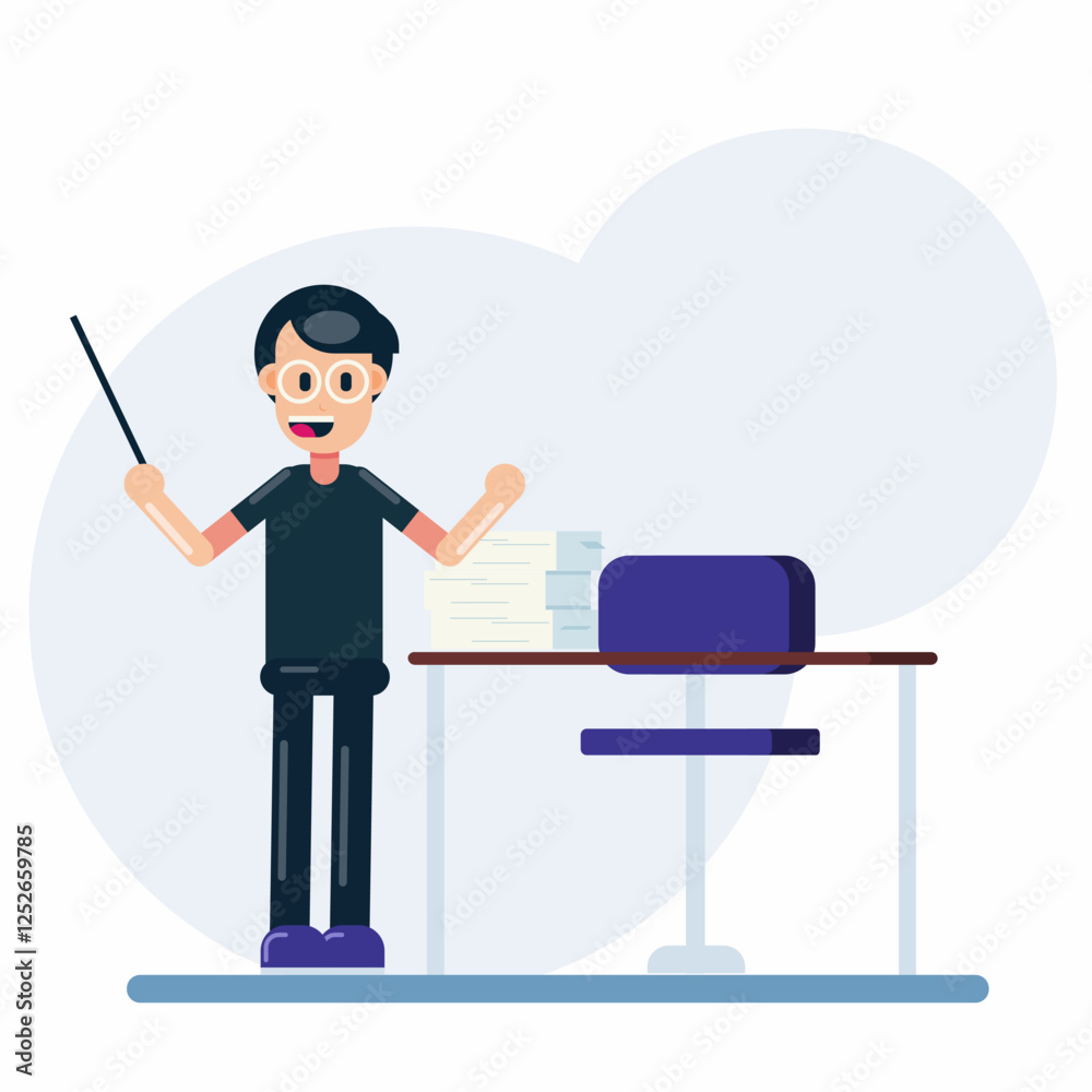 Male Teacher Explaining a Lesson in Front of the Class Male Teacher Explaining a Lesson in Front of the Class