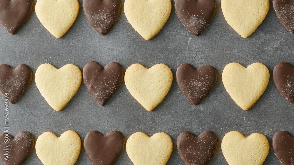 Heart Shaped Cookies With Chocolate Glaze And Glitter Heart Shaped Cookies With Chocolate Glaze And Glitter