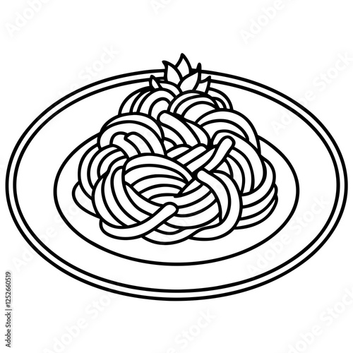 Spaghetti Bowl Line Art A Vector Approach