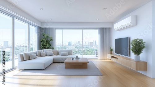 Modern Living Room with Wireless Technology Connectivity