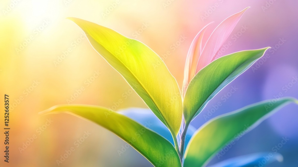 Obraz premium Elegant Green Leaves in Soft Light for High-Quality Design Use