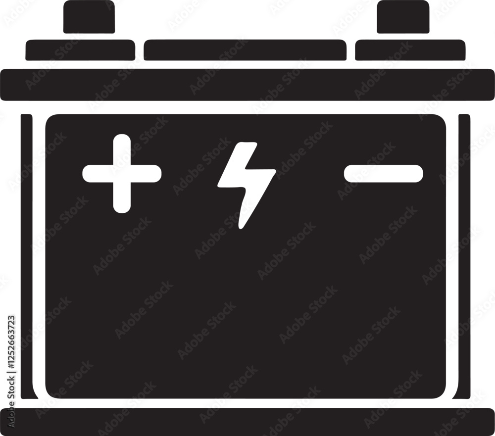 Simple Car Battery Silhouette Vector Art on Clean White Background