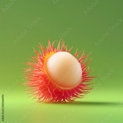 Sliced Open Rambutan Showing Its Translucent Juicy Interior