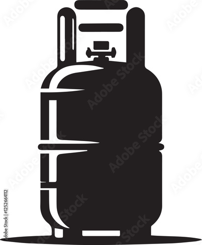 Modern Gas Cylinder Icon in Silhouette on White Background