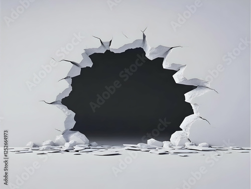 3D Render of a Broken Wall