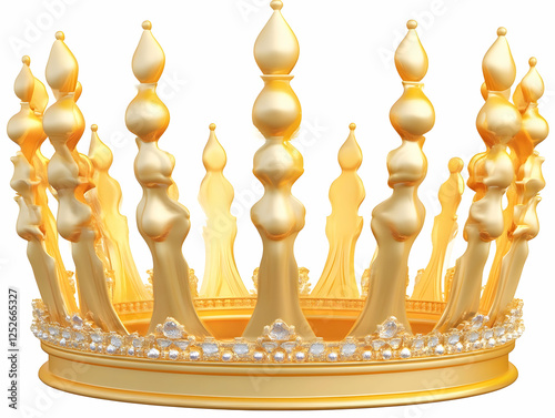 Golden Regal Crown 3D Render