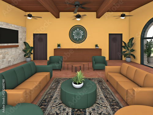 3D Rendering Modern Lobby I...