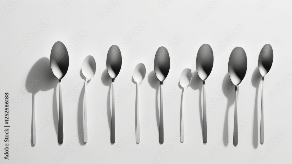 A set of colorful spoons in flat style on a white background. Simple and modern design, perfect for kitchen-related projects, menus, packaging, and culinary illustrations A set of colorful spoons in flat style on a white background. Simple and modern design, perfect for kitchen-related projects, menus, packaging, and culinary illustrations
