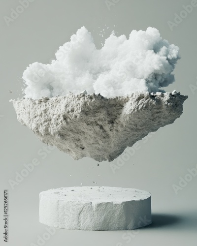 Wallpaper Mural Floating Cloud Above a Textured Stone Base in Artistic Concept Torontodigital.ca