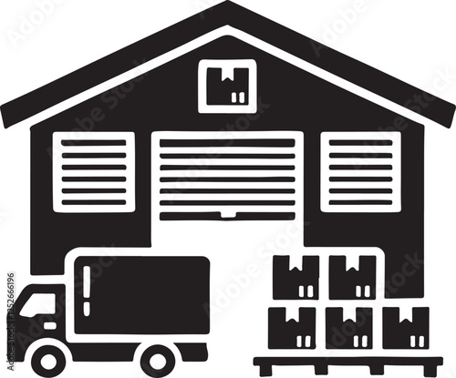 Modern Warehouse Icon Vector – Perfect for Logistics Designs