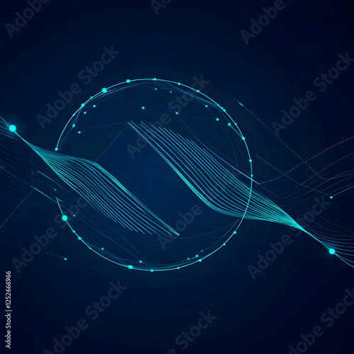 Abstract Teal Wave Backgrou...