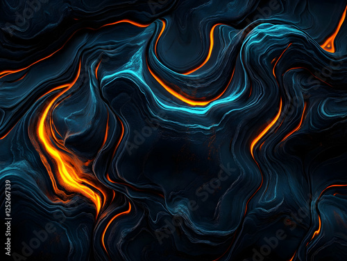 Abstract Dark Blue and Oran...