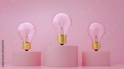 Pink Glass Lightbulbs 3D Il...