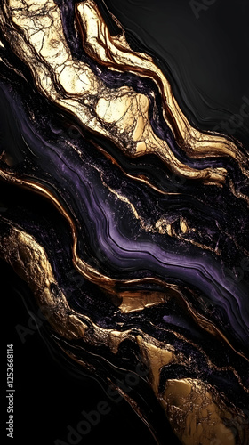Abstract Gold & Purple Marb...