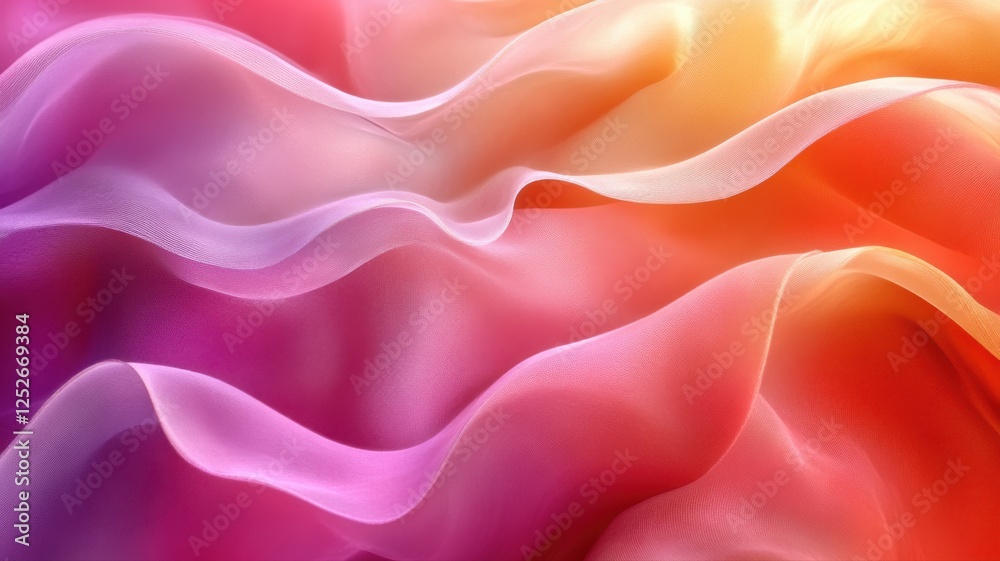 Fototapeta premium Colorful Silk Waves Flowing in Gradient Shades of Pink and Orange