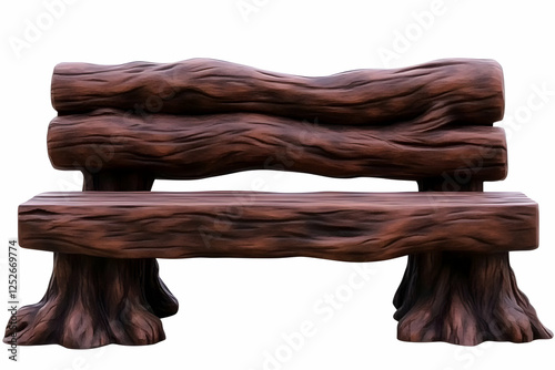Rustic 3D Wooden Bench Illu...
