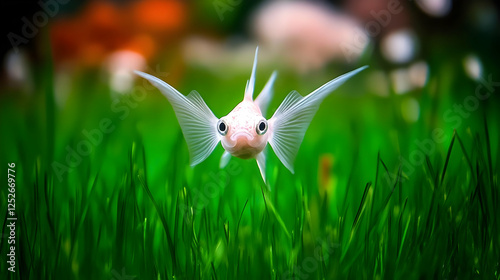 Albino Fish in Green Grass ...