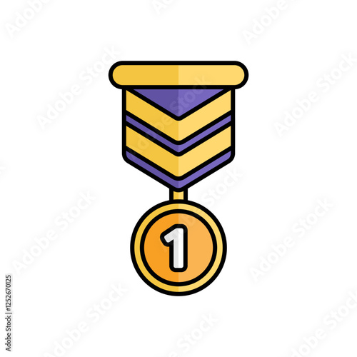 Gold Medal Icon With Lineal Color Design Style