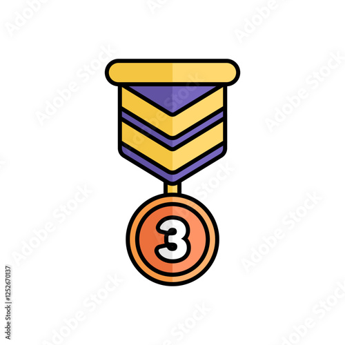 Bronze Medal Icon With Lineal Color Design Style