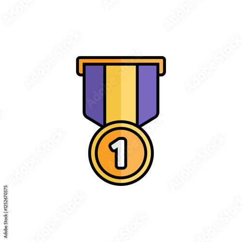 Gold Medal Icon With Lineal Color Design Style