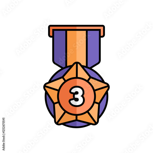 Bronze Medal Icon With Lineal Color Design Style