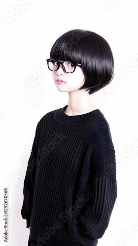 Girl in Black Pleated Sweat...
