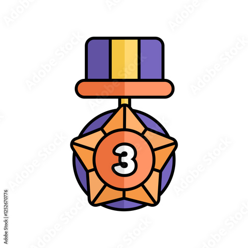 Bronze Medal Icon With Lineal Color Design Style