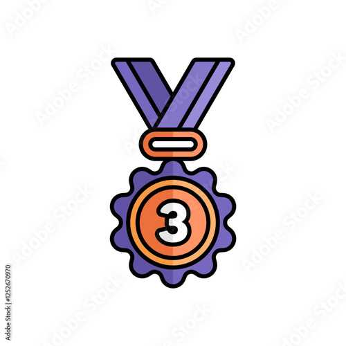 Bronze Medal Icon With Lineal Color Design Style