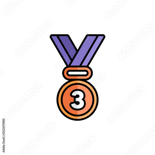 Bronze Medal Icon With Lineal Color Design Style