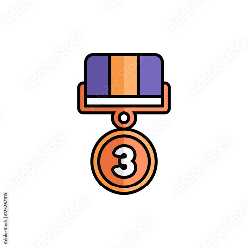 Bronze Medal Icon With Lineal Color Design Style