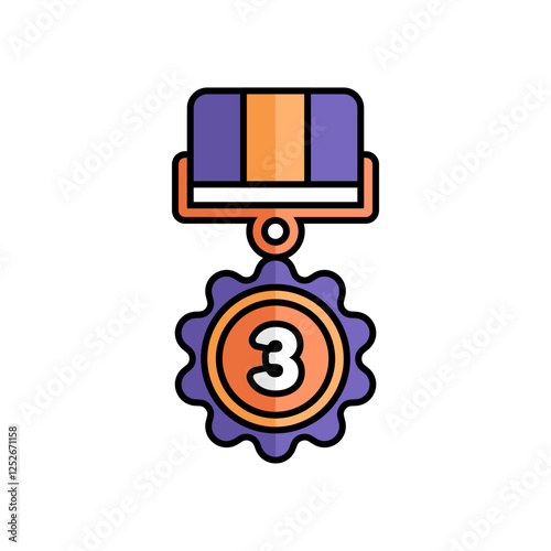 Bronze Medal Icon With Lineal Color Design Style