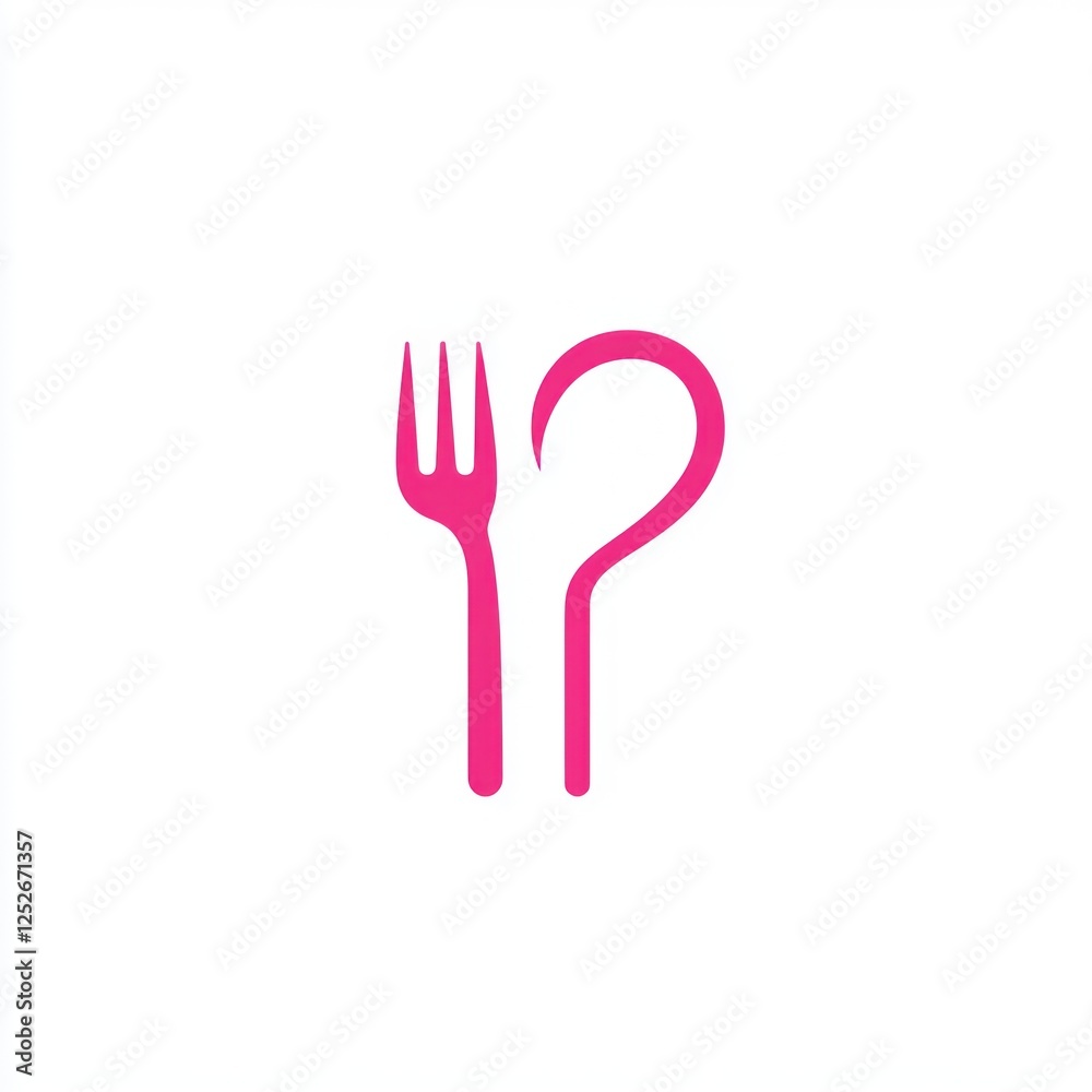 Pink Fork and Spoon Symbol, Restaurant Icon, Simple Design, Food Service, Background Pink Fork and Spoon Symbol, Restaurant Icon, Simple Design, Food Service, Background