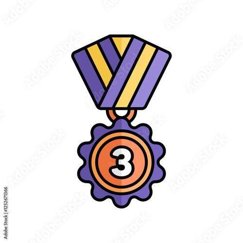 Bronze Medal Icon With Lineal Color Design Style