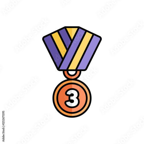 Bronze Medal Icon With Lineal Color Design Style